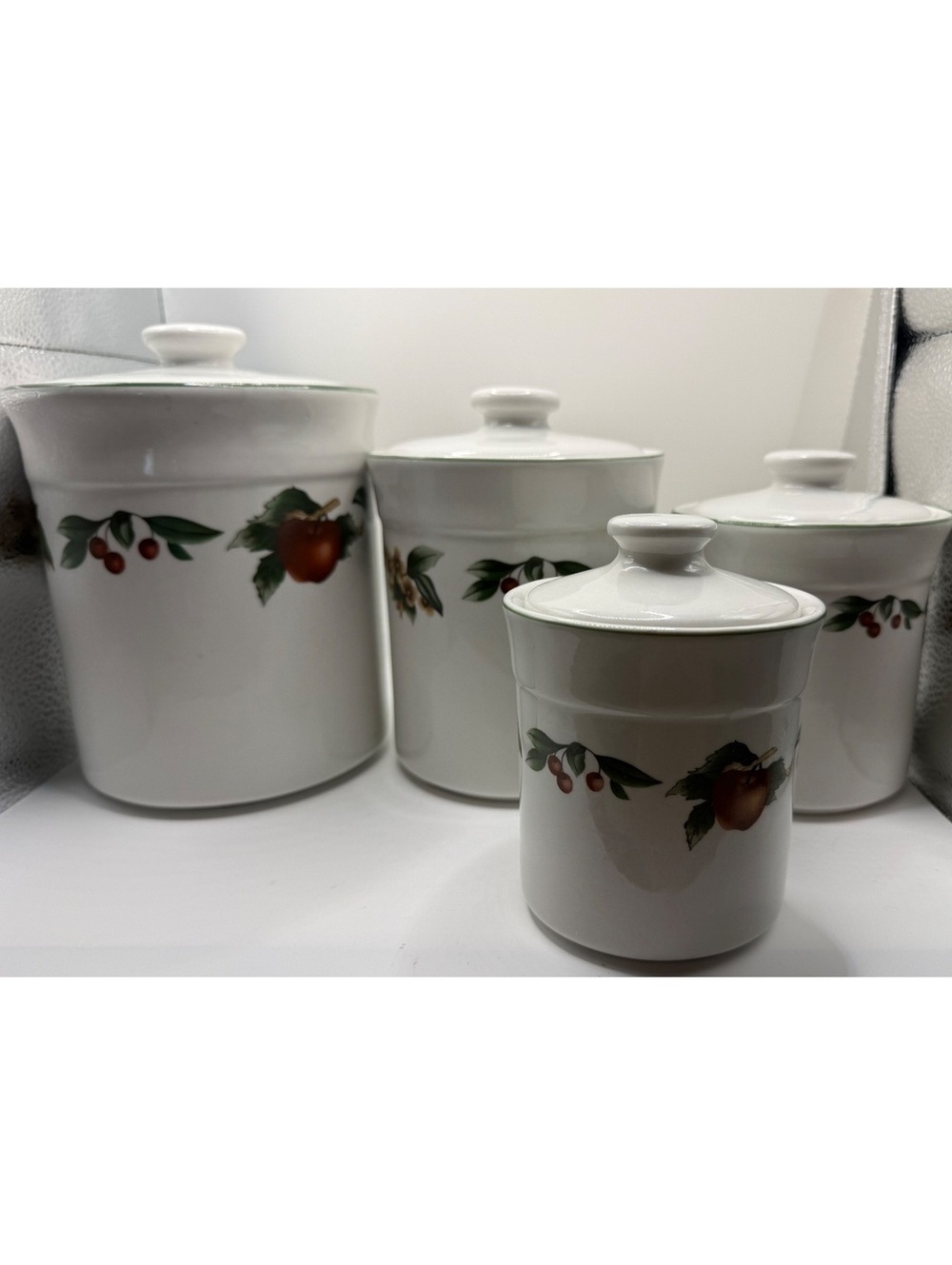 The Cades Cove Collection by Citation China Ceramic canisters set of 4 Apples